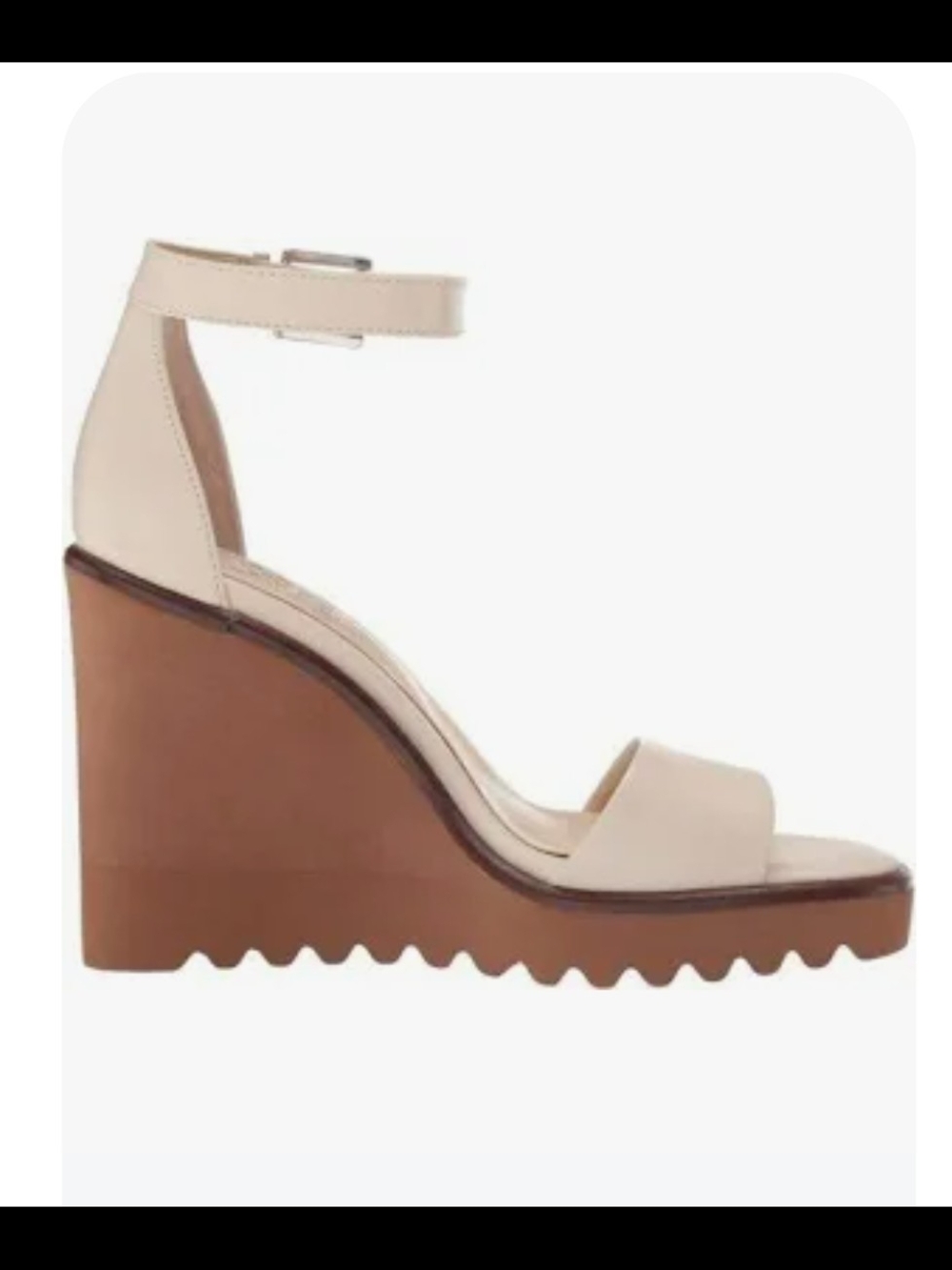 Vince Camuto Cream Ankle-Strap Wedge Sandals with Brown Platform